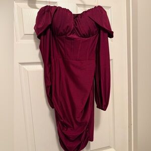 Privy Burgundy Long Sleeve Dress